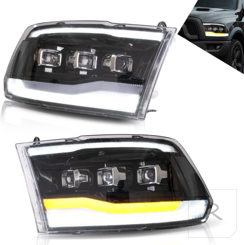 VLAND LAMPA LED DRL BLUE LEWA + PRAWA BLACK KOMPLET DODGE RAM 2009-2018