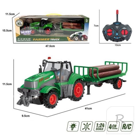 WOOPIE Traktor z Przyczepą na Pilota Sterowany RC - Skala 1:24