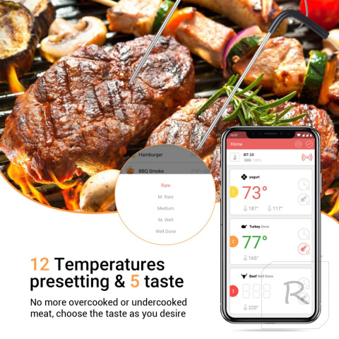 TERMOMETR SMART BEZPRZEWODOWY GRILL WĘDZENIE 2 SONDY INKBIRD IBT-2X