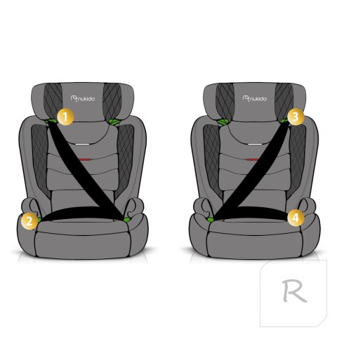 Fotelik samochodowy Nukido Louis czarno-czerwony 15-36 kg ISOFIX