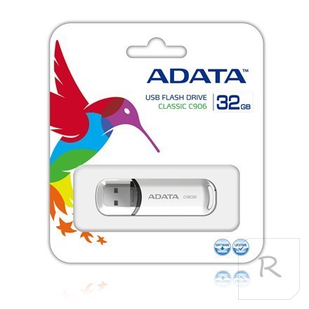 ADATA Pamięć USB 32 GB biały | C906 | USB 2.0 - Pojemna i niezawodna pamięć przenośna ADATA C906 o pojemności 32 GB, zapewniając