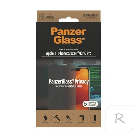 PanzerGlass | Screen protector - glass - with privacy filter | Apple iPhone 13, 13 Pro, 14 | Black | Transparent