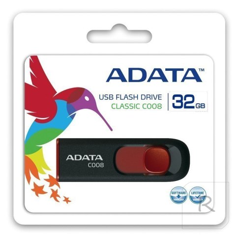 ADATA | C008 | 32 GB | USB 2.0 | Black/Red