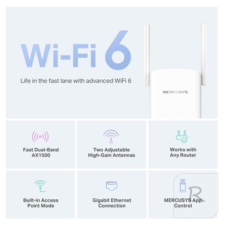 Mercusys AX1500 Wi-Fi 6 Range Extender | ME60X | 802.11ax | 1201 Mbit/s | Ethernet LAN (RJ-45) ports 1 | MU-MiMO No | no PoE | A