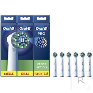 Oral-B | Replaceable toothbrush heads | EB50RX-6 Cross Action Pro | Heads | For adults | Number of brush heads included 6 | Whit