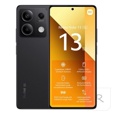 Xiaomi Redmi Note 13 w kolorze Grafitowym, 6.67"", AMOLED, 1080 x 2400 px, Procesor Mediatek Dimensity 6080, 8 GB RAM, 256 GB, D