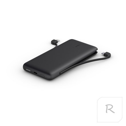 Belkin | BOOST CHARGE Plus Power Bank | 10000 mAh | Integrated LTG and USB-C cables | Black