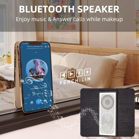 LUSTRO KOSMETYCZNE DO MAKIJAŻU PODŚWIETLANE LED Bluetooth GŁOŚNIK