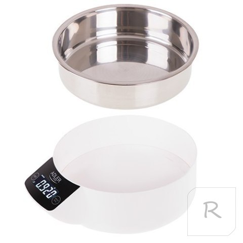 Adler | Kitchen scale with a bowl | AD 3166 | Maximum weight (capacity) 5 kg | Graduation 1 g | Display type LCD | White