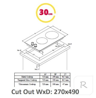 Simfer | H3.200.VGRIM | Hob | Gas | Number of burners/cooking zones 2 | Rotary knobs | Stainless steel