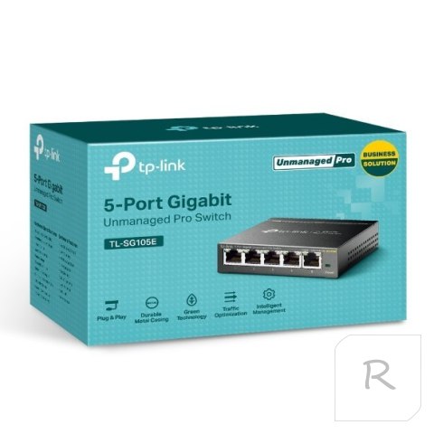 TP-LINK | Switch | TL-SG105E | Web managed | Wall mountable | 1 Gbps (RJ-45) ports quantity 5 | Power supply type External | 36