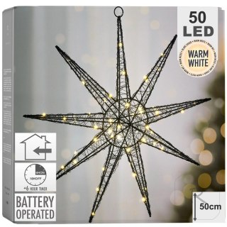 Gwiazda świecąca czarna 50 LED wisząca 50 cm