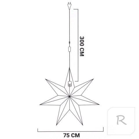 Gwiazda świecąca welurowa beżowa wisząca 75 cm