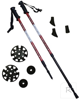 Kije Trekkingowe Regulowane ACRA 65 - 135 cm Czerwone