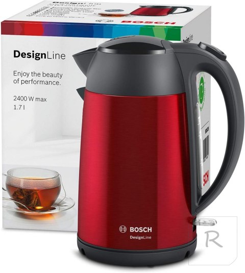 Bosch Kettle DesignLine TWK3P424 Electric, 2400 W, 1.7 L, Stainless steel, 360° rotational base, Red