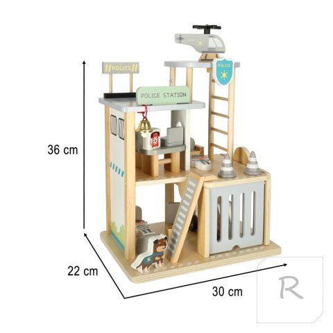 Komisariat policji drewniany tor + radiowóz helikoptery parking