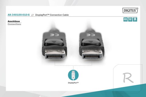 Digitus | DisplayPort cable | Male | 20 pin DisplayPort | Male | 20 pin DisplayPort | 1 m | Black