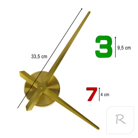 Zegar ścienny naklejany 12 cyfr 80-90 cm żółte wskazówki kolorowy