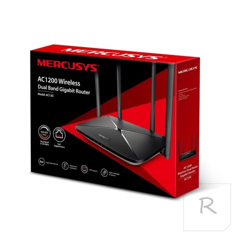 Mercusys | AC1200 Wireless Dual Band Gigabit Router | AC12G | 802.11ac | 300+867 Mbit/s | 10/100/1000 Mbit/s | Ethernet LAN (RJ-