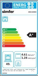 Simfer | Cooker | 4401SGRBB | Hob type Gas | Oven type Gas | White | Width 50 cm | Depth 55 cm | 49 L