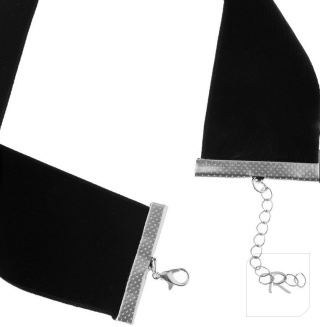 Aksamitny Naszyjnik Choker czarny regulowany 1 cm