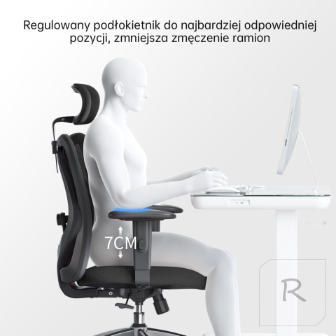 FOTEL BIUROWY ERGONOMICZNY REGULOWANY OBROTOWY SIATKOWANY | CZARNY | SIHOO