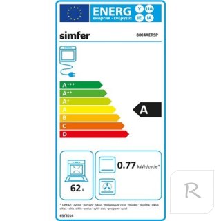 Simfer | 8004AERSP | Oven | 62 L | Electric | Manual | Mechanical control | Height 60 cm | Width 60 cm | Black