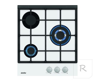 Simfer | H4.305.HGSBB | Hob | Gas on glass | Number of burners/cooking zones 3 | Rotary knobs | White