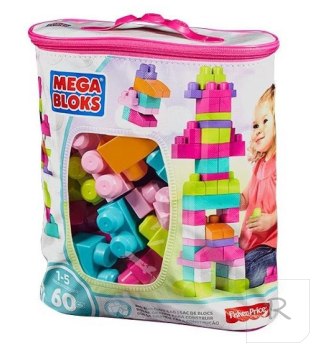 Mega Bloks Duża ECO torba z klockami różowa