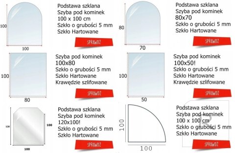 Podstawa szklana hartowana - szyba pod Piec lub Kominek 100x50 cm CZARNA