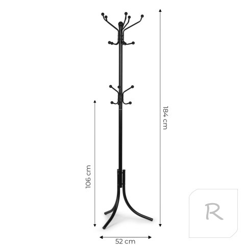 Wieszak na ubrania stojący 16 haczyków metal 184 cm ModernHome