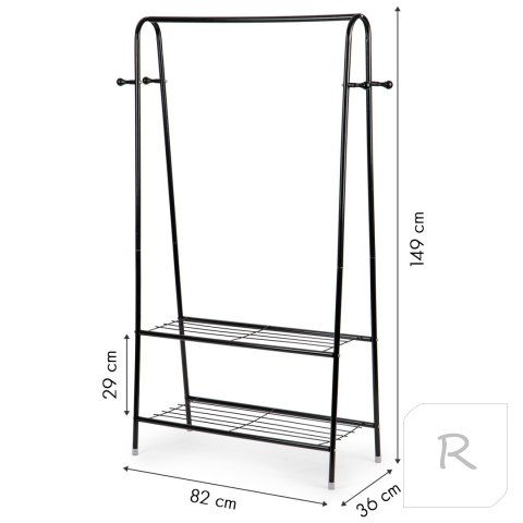 Wieszak stojący stojak z 2 półkami na ubrania buty ModernHome