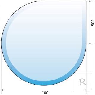 Szyba podstawa hartowana pod kominek 100 x 100 łza