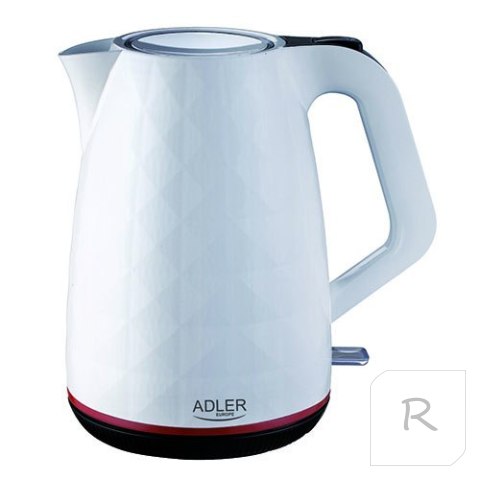 Adler Kettle AD 1277 Standard, Plastic, White, 2200 W, 360° rotational base, 1.7 L