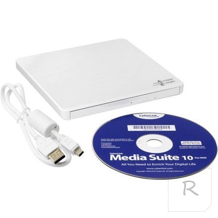 H.L Data Storage Ultra Slim Portable DVD-Writer White