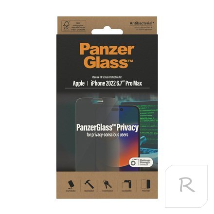 PanzerGlass | Screen protector - glass - with privacy filter | Apple iPhone 14 Pro Max | Black | Transparent