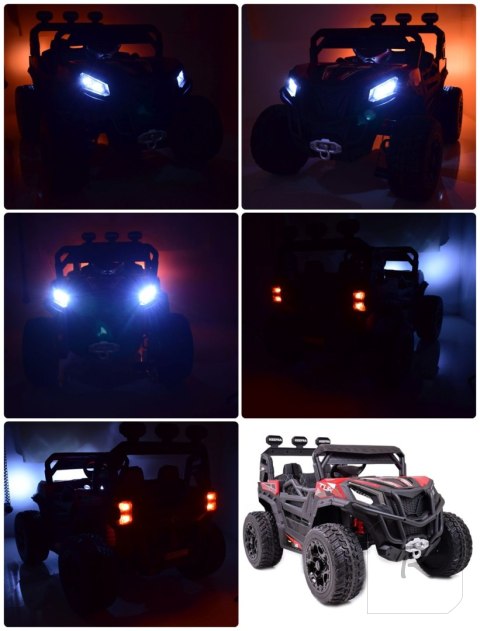 MEGA BUGGY RZR TURBO 12 V,4X4 180 W MEGA MOC, PILOT, MIĘKKIE SIEDZENIE, MIĘKKIE KOŁA, FUNKCJA BUJANIA, KLUCZYK /HC301