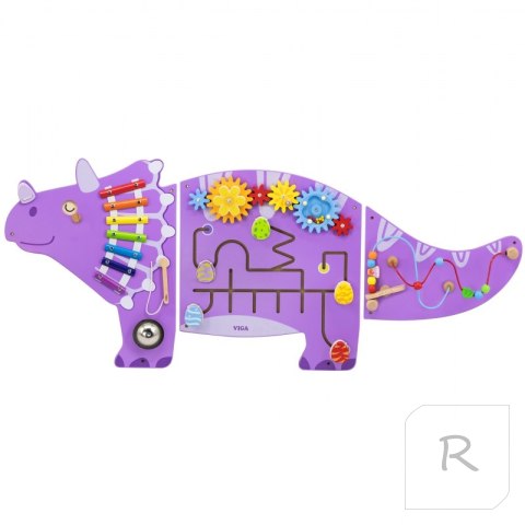 VIGA Drewniana Tablica Sensoryczna-Manipulacyjna EDU Triceratops