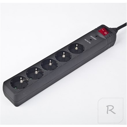 Gembird SPG5-C-10 - surge protector | Output Connector Qty 5 | 3 m | Black