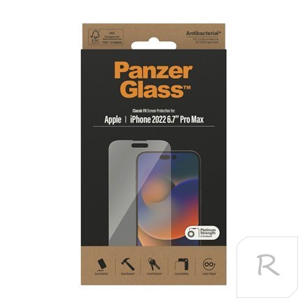 PanzerGlass | Screen protector - glass | Apple iPhone 14 Pro Max | Polyethylene terephthalate (PET) | Transparent