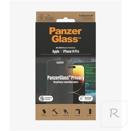 PanzerGlass | Screen protector - glass - with privacy filter | Apple iPhone 14 Pro | Black | Transparent