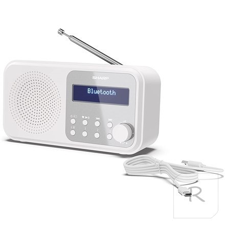 Sharp DR-P420(WH) Tokyo Portable Digital Radio, FM/DAB/DAB+, Bluetooth 5.0, USB or Battery Powered, Snowy White Sharp | White |