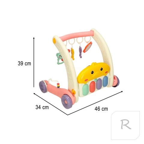 Mata edukacyjna chodzik pchacz z pianinkiem 2w1 Bibi-inn różowa