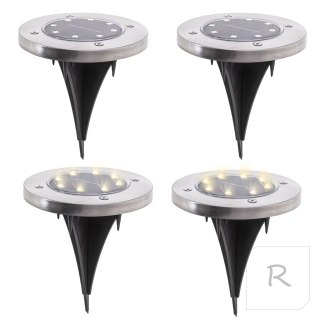 Lampy ogrodowe solarne najazdowe gruntowe 8LED 4szt. zimny biały