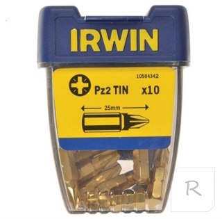 GROT TYPU POZIDRIV TIN-TYTANOWY 1/4'' 25MM KOMPLET 10 SZT PZ2 IRWIN