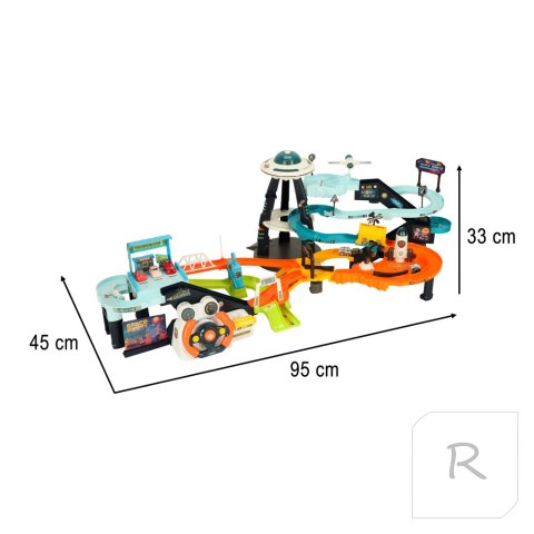 Kosmiczny tor samochodowy wielopoziomowy kierownica
