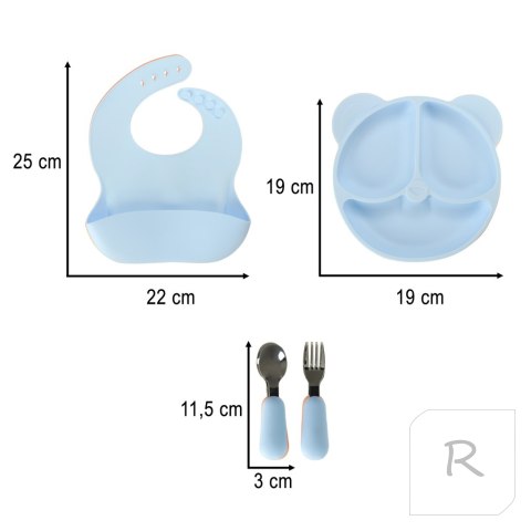 Naczynia silikonowe dla dzieci zestaw 4 elementów miś niebieski