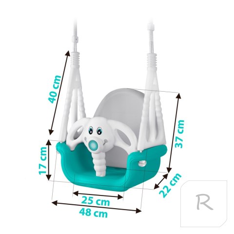 Huśtawka kubełkowa Słonik 3w1 Ricokids turkusowa