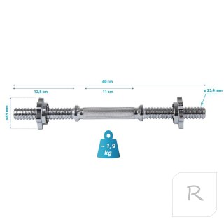 GRYF KRÓTKI 40 CM + ZACISKI ENERO FIT fi25,4 MM