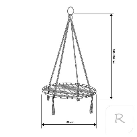 Huśtawka Bocianie Gniazdo Hamak Wiszący Ogrodowy Czarny ROYOKAMP 80 cm